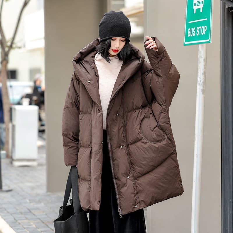 Large size down jacket for women 2025 winter new white duck down fat MM thickened warm mid-length over-the-knee warm jacket