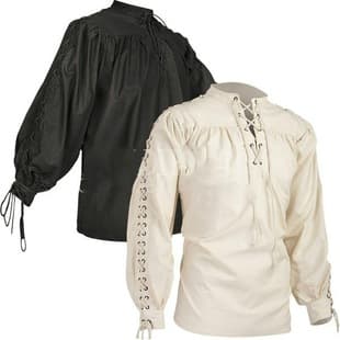 High Quality Fashion Men's Bandage Long Sleeve Medieval Renaissance Shirt Gothic Warrior Tunic Men