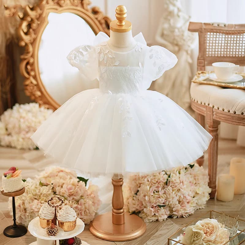 Baby Girl's 1st Birthday Dress Spring Children's Crawling Ceremony Gown Princess Dress High-End Flower Girl Wedding