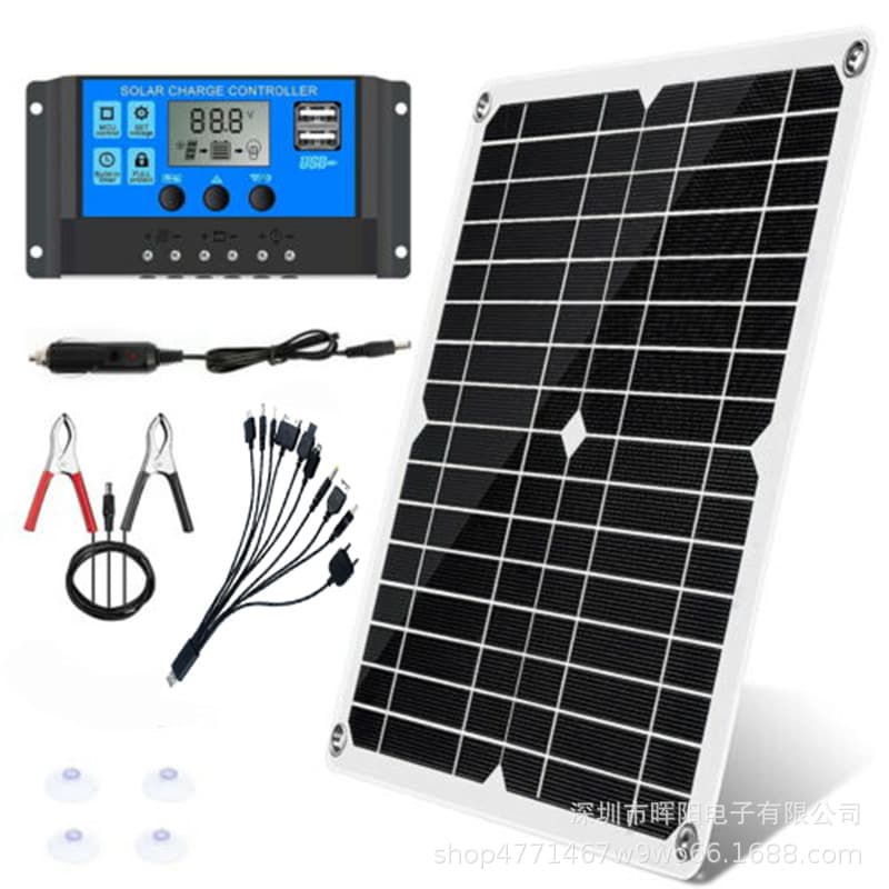 25W 18V Solar Panel Kit Camper Caravan Power Battery Charger Outdoor Power System