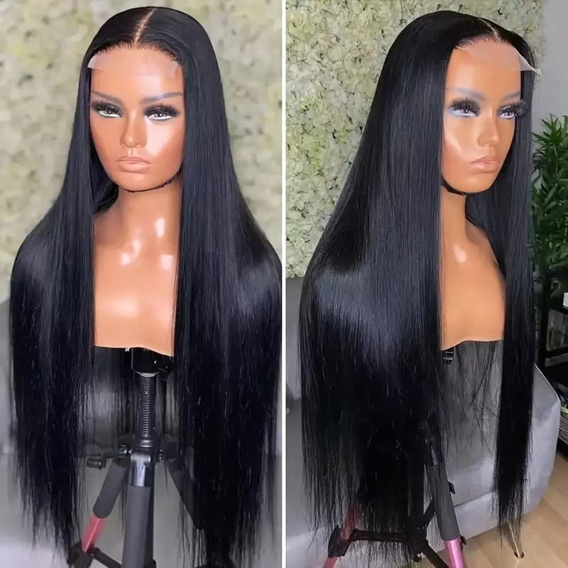 Cross-Border Fashion Hot-Selling Long Straight Wig for Women, European and American Style Front Lace High-Temperature Synthetic Fiber Full Wig in Stock