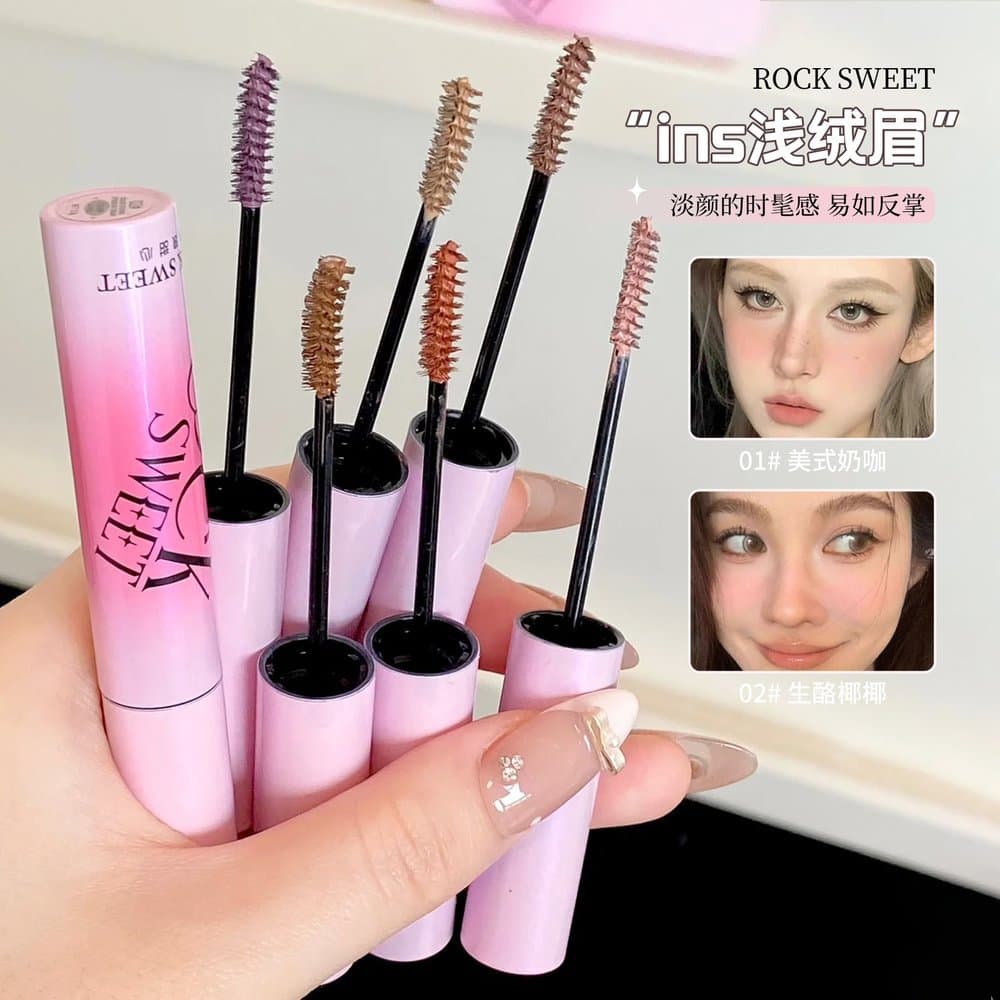 Rock Sweetheart Velvet Mist Eyebrow Gel Pink Brown Light Color Waterproof Long-Lasting Non-Fading Quick-Dry Eyebrow Gel Natural Smudge-Proof