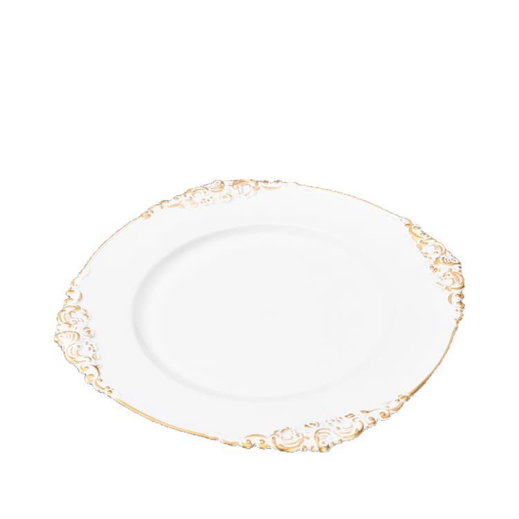 New European Lace Round Plate Hotel Banquet Pad Plate Plastic Plate Fruit Plate Decorative Plate Factory Direct