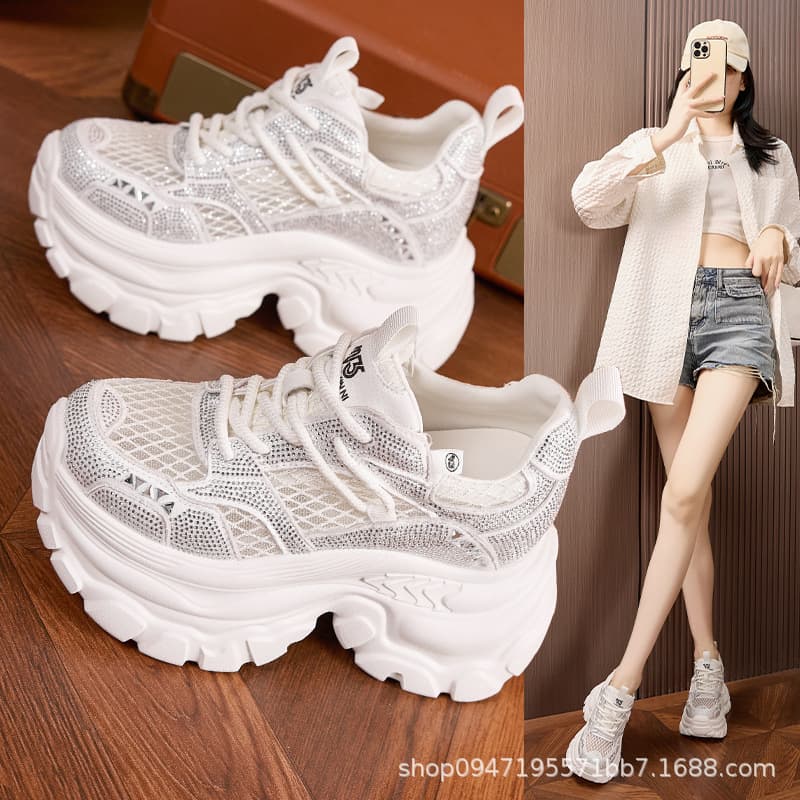 Dad Sneakers Women 2025 Summer New Thick Sole Height Increasing Casual Sports Shoes Breathable Mesh Sandals