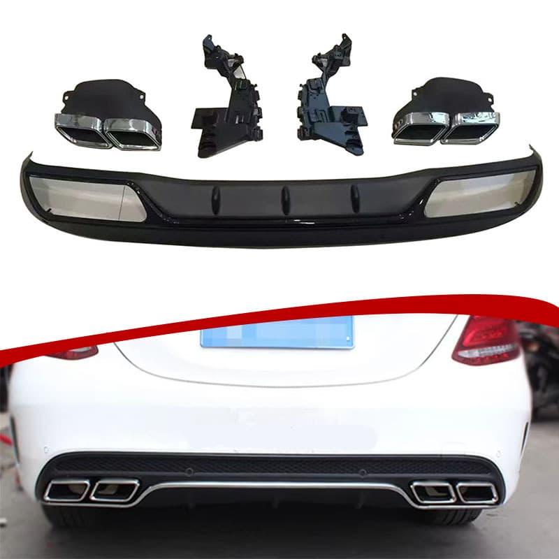 Mercedes-Benz C-Class Executive Rear Diffuser Exhaust Tip W205 Standard Model to C63 AMG