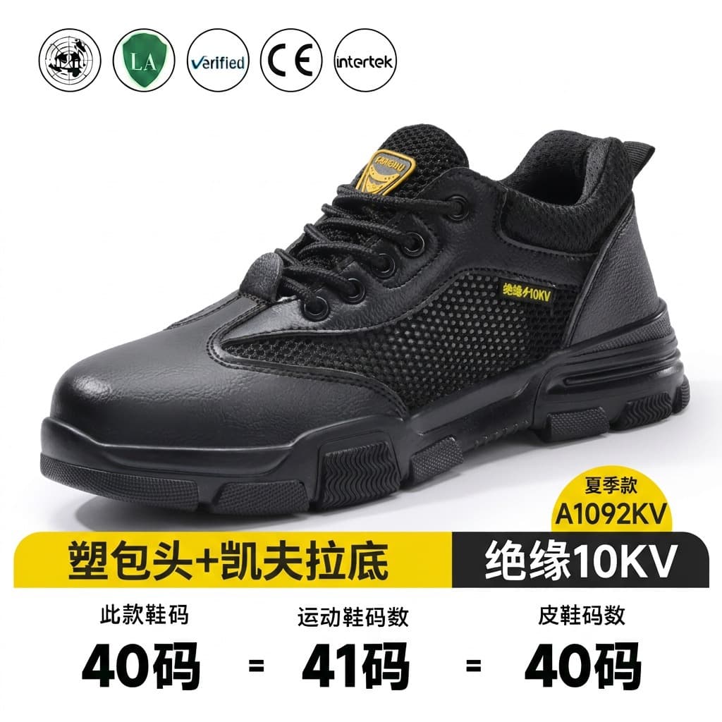 Summer Breathable Electrician Shoes, Anti-Smash Anti-Puncture Safety Shoes, Breathable Flyknit Comfortable Work Protection 10KV Insulated Shoes