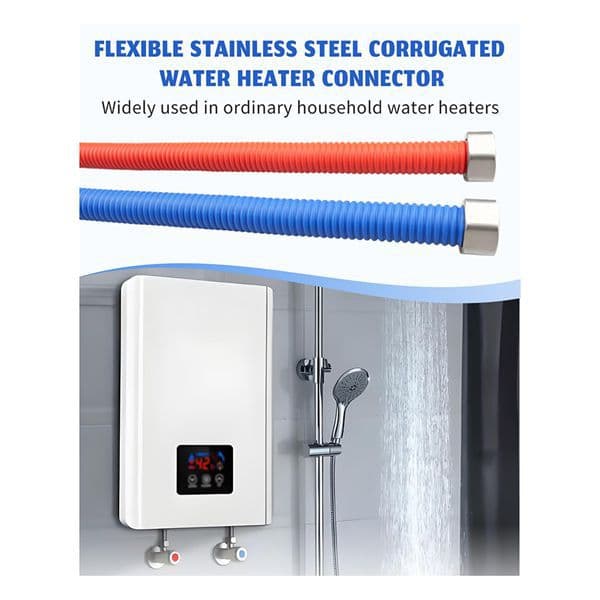 2 pcs Color: Blue + Red Material: 304 Stainless Steel 304 Stainless Steel Corrugated Tube Double-Layer Explosion-Proof