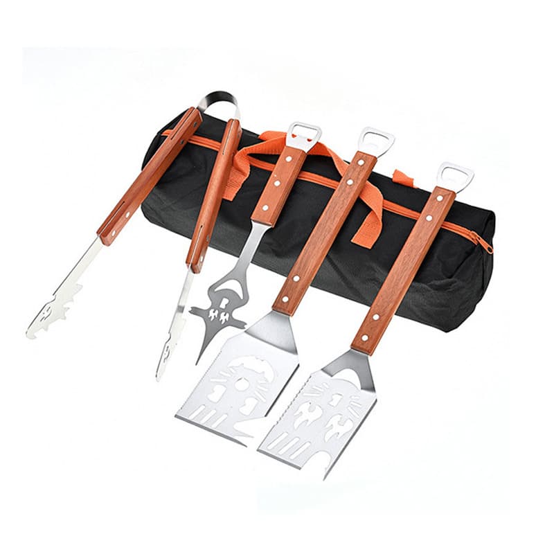 BBQ Beech Wood Handle Cooking Tools Creative Outdoor BBQ Tool 4-Piece Set