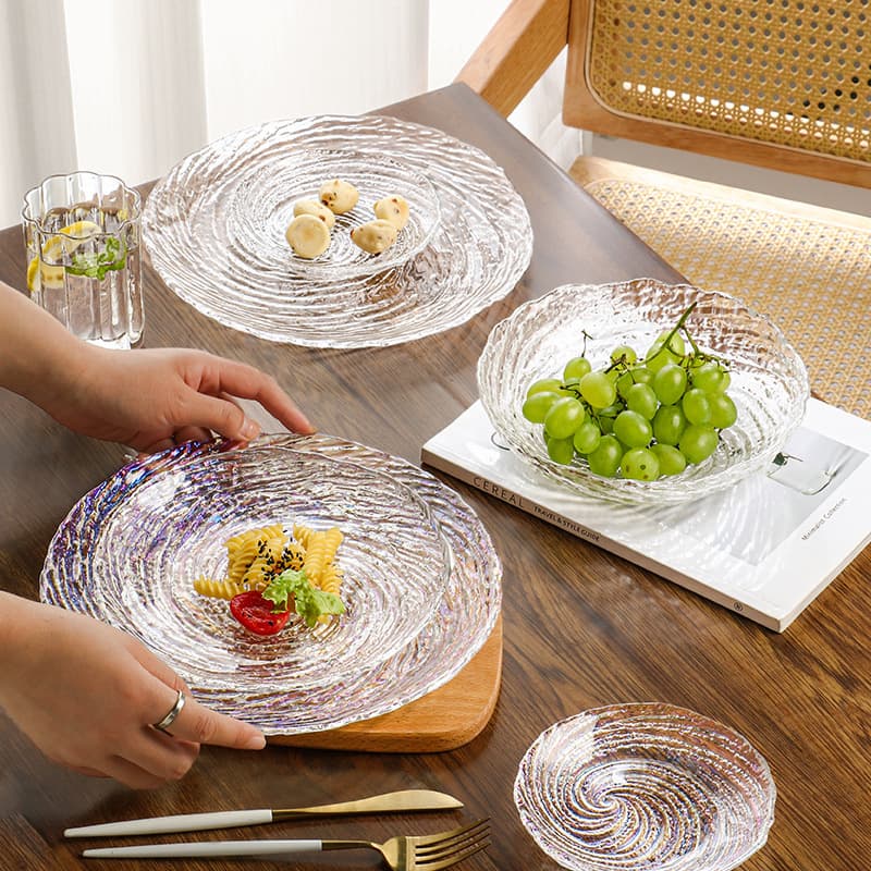 Canghai Glass Bowls and Plates for Home, Soup Bowls, Dessert Salad Bowls, Light Luxury Premium Feel Shallow Plates, Snack Plates, Fruit Plates, Wholesale