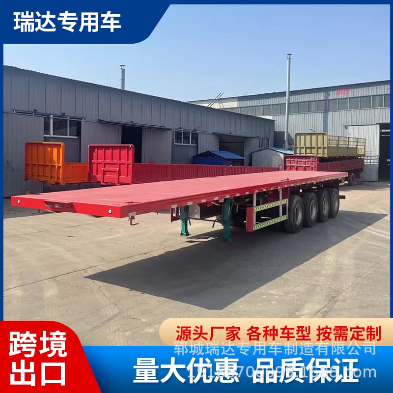 Export low-bed transport semi-trailer, purchase machine semi-trailer, large equipment transport low-bed semi-trailer