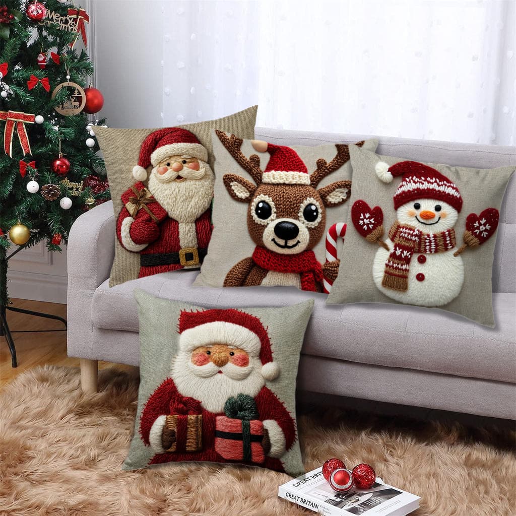 Cross-border Nordic Style Christmas Pillow Cover, All-Season Christmas Holiday Atmosphere Cushion Cover, Christmas Linen Pillow Cover