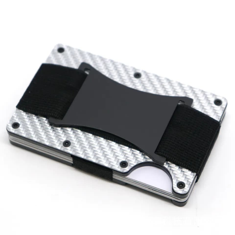 Factory spot Amazon carbon fiber card holder RFID anti-theft brush anti-degaussing metal card holder men's simple wallet