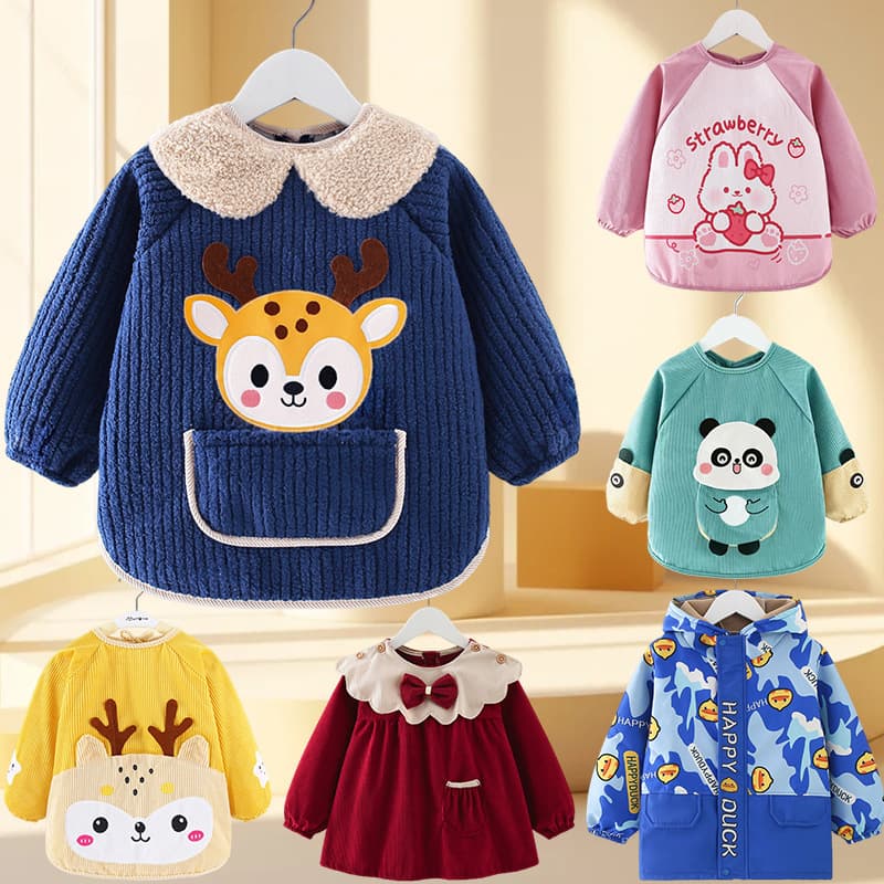 Baby Bib Apron Waterproof Feeding Long-Sleeved Children's Kindergarten Protective Clothing