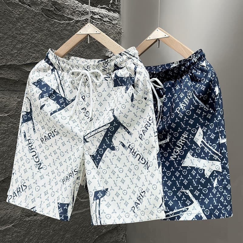 2026 Summer New Men's Shorts Trendy Brand Light Luxury Full Print Comfortable Straight Five-Leg Pants Loose and Versatile Casual Pants