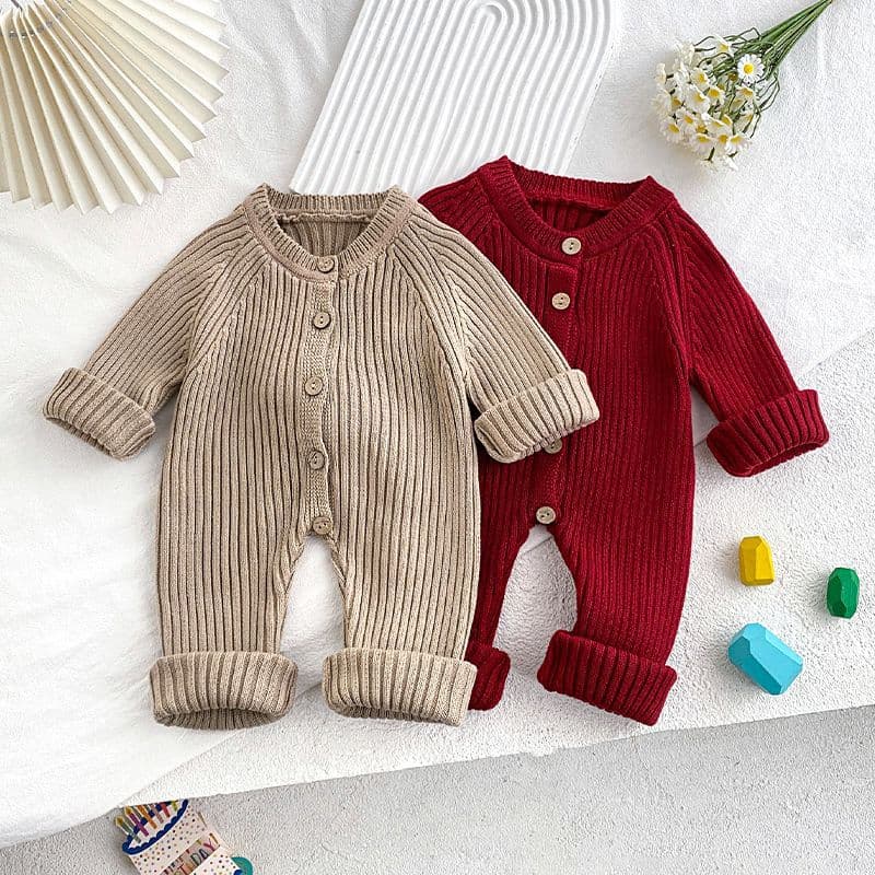 Infant Onesie Baby Spring and Autumn Clothing Newborn Baby Solid Color Knitted Romper Unisex Sweater Fall Hopsack
