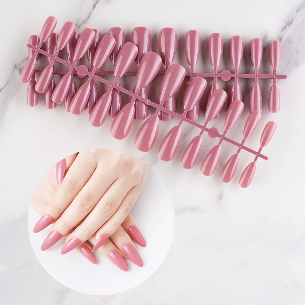 24 Pcs Glossy Teardrop Solid Color Full Cover Nail Tips Press On Nails Short Almond Fake Nails Wholesale almond