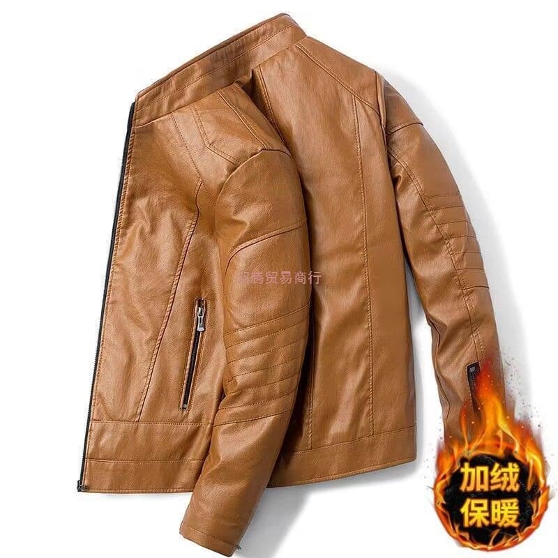 Winter Men's Fleece-Lined Thick Coat, Warm and Stylish Leather Jacket, Korean Style Slim Fit Men's Leather Jacket, Leather Coat