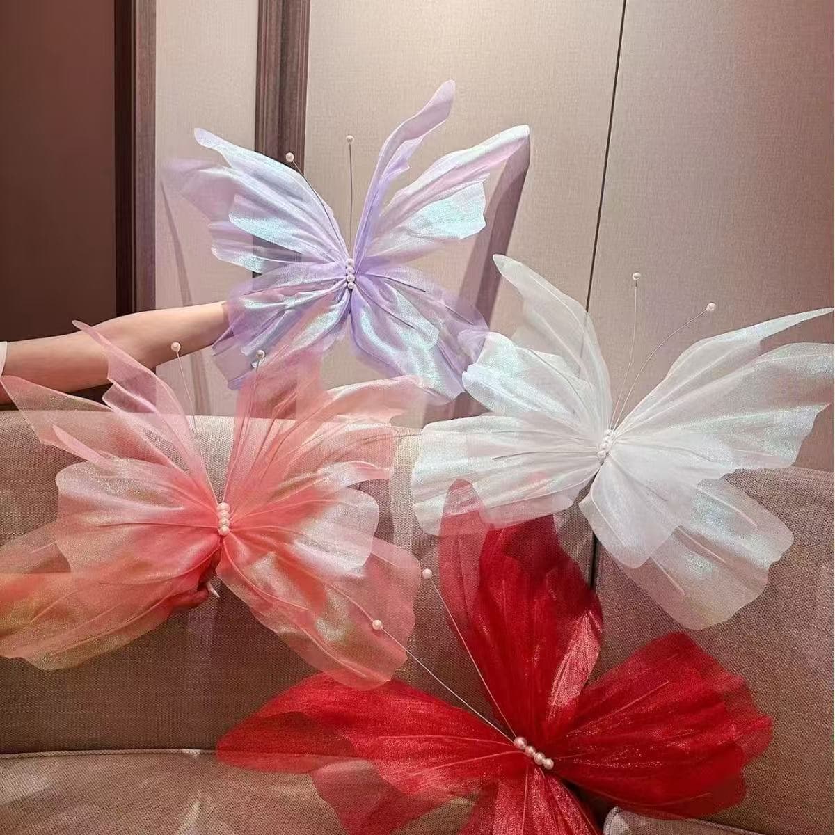 Wedding Aisle Decor Home Ornament Photo Tulle Flower Butterfly 3D Creative Wedding Car Flower Wedding Decoration Scene