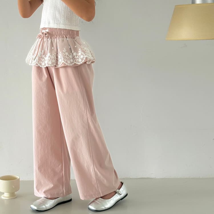 Girls Mosquito-Repellent Pants 2026 Summer Korean Style Children's Clothing, Pink Lace Petti-Pants Straight Leg Pants for Older Kids