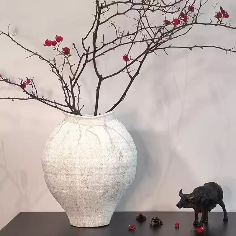 Vintage Wabi-Sabi Zen Ceramic Vase Decoration Rustic Pottery Flower Vessel for Homestay Hotel Retro Style Hydroponic Ceramic Ornament