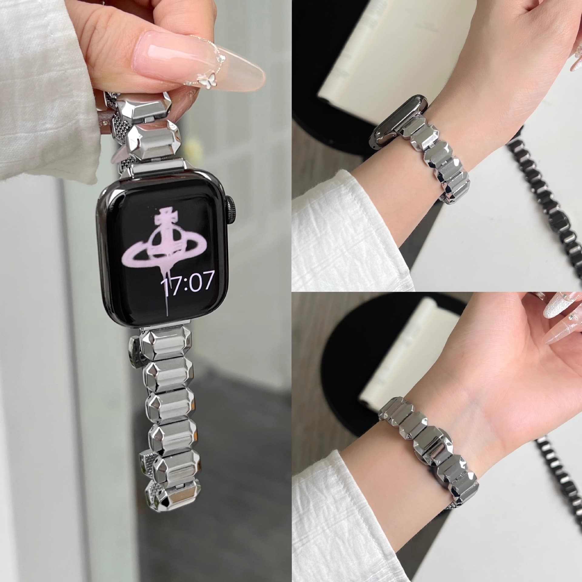 Suitable for Apple Watch sugar cube metal watch strap iwach10 irregular small waist women's watch strap