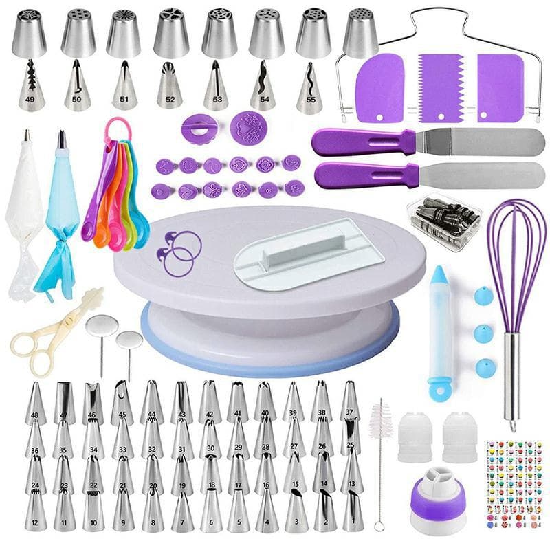 No.137 Piece Set Cake Turntable Kit Korean Style Piping Nozzles Piping Bags Baking Tools Suitable For Daily Kitchen Use