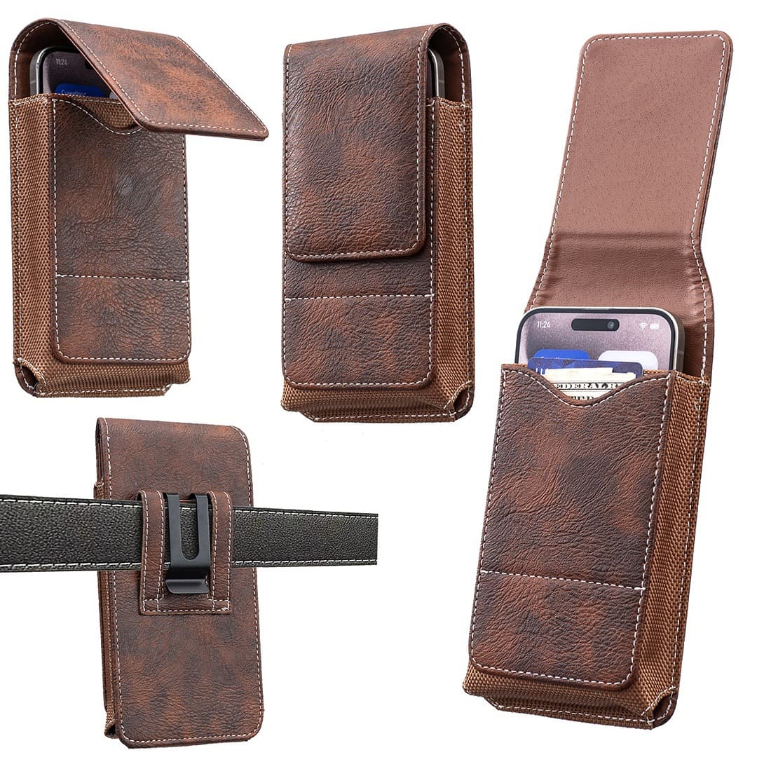 Universal BFB10 Vertical Waist Bag Brown Black Suitable for Elderly People 7 Inch 6.3 Inch 5.5 Inch 5 Inch Business OL Style