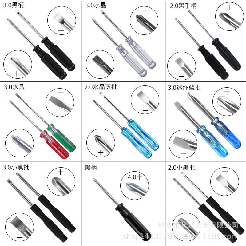 Cross/Flat Head Screwdriver with Crystal Transparent Handle 2/3/4mm Screwdriver Bit Toy Gift Set with Small Screwdriver