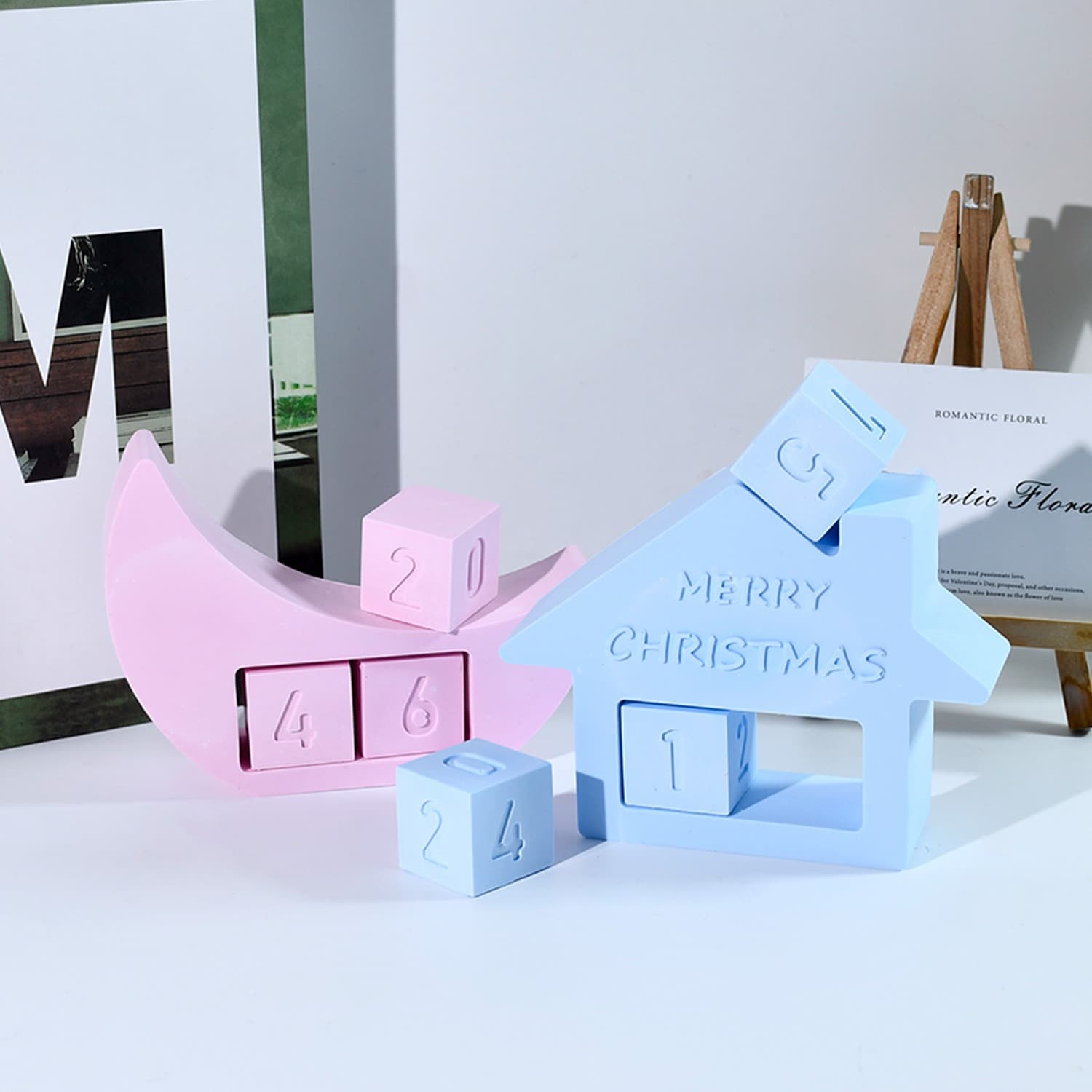 New DIY Epoxy Resin Mold Moon House Handmade Calendar Silicone Mold Creative Resin Small Decoration