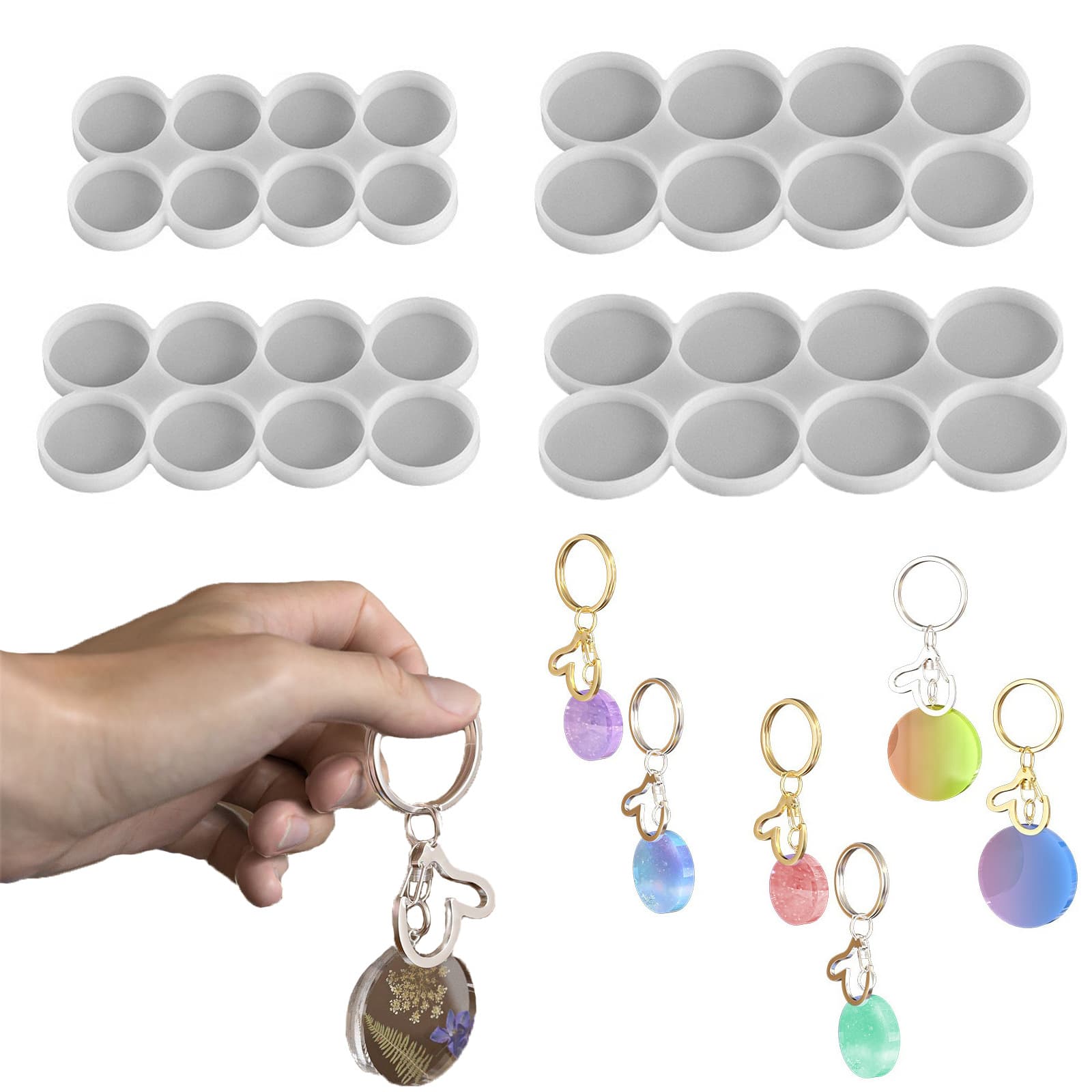 8-connected round airbag patch resin silicone mold glue diy 8-connected round backpack pendant pendant keychain