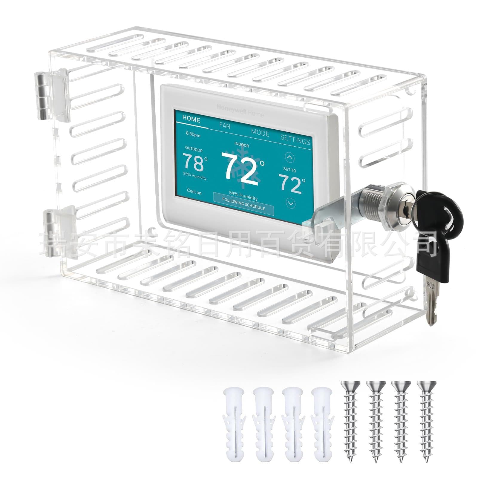 Cross-border new thermostat lock box with key, transparent protective cover for temperature controllers