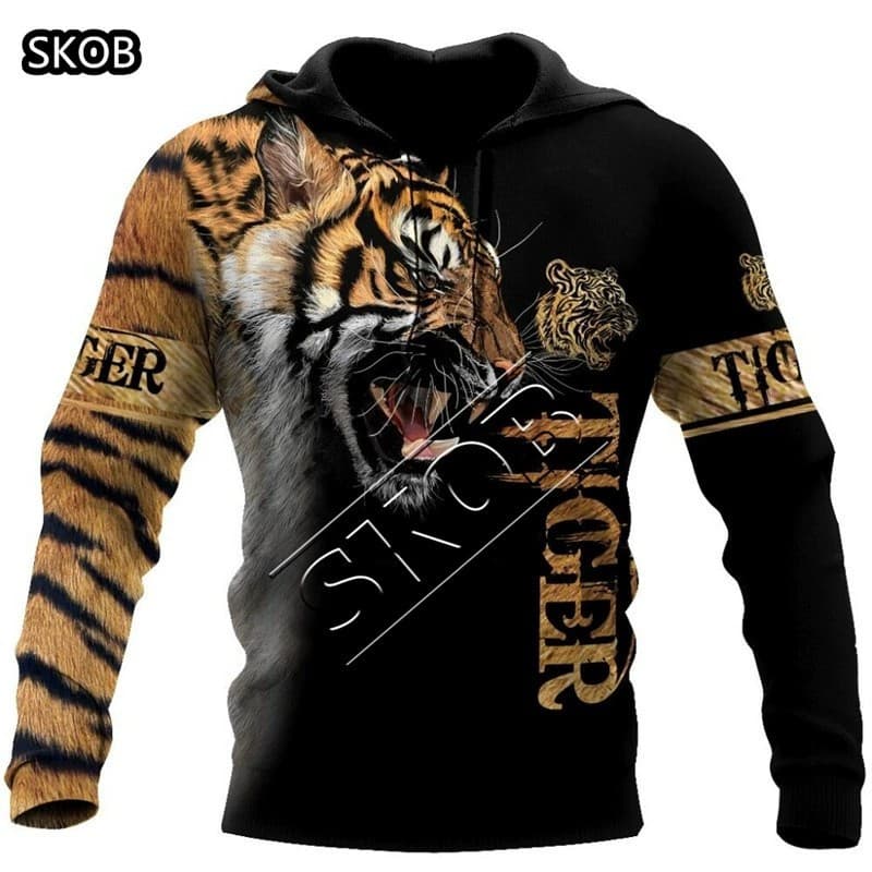 European and American Cross-border Sweatshirt Jungle Camouflage Animal 3D Digital Print Men's Fashion Trendy Hoodie Wholesale