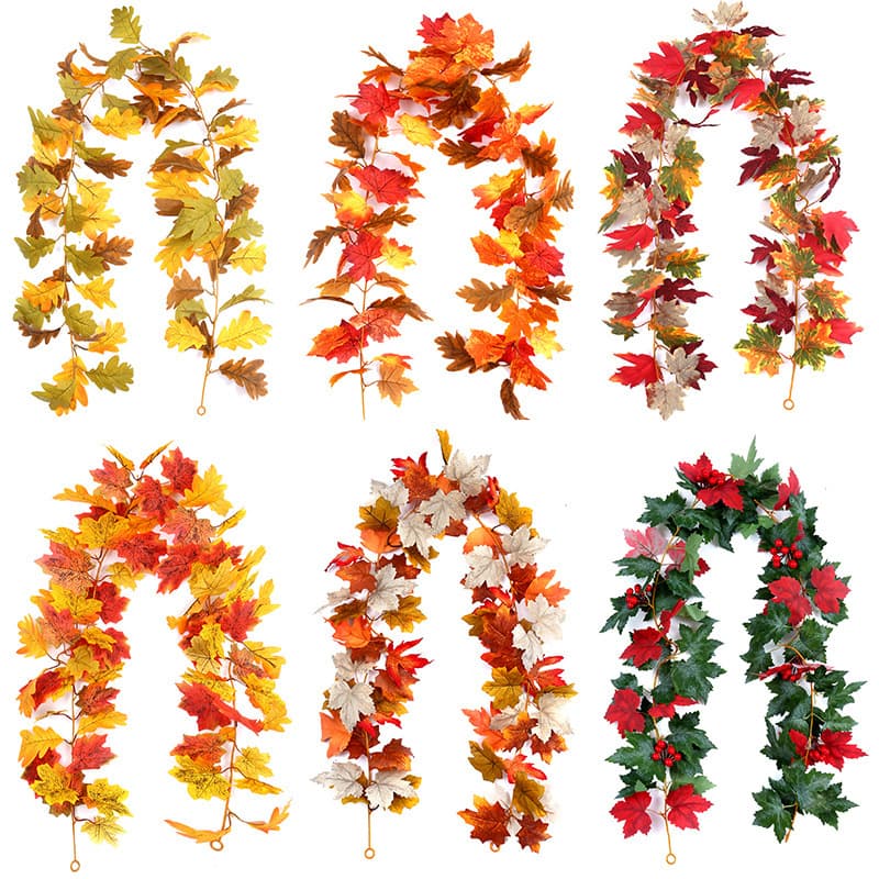 Simulated autumn maple leaves cross-border layout European and American circulating rattan scenic spots maple leaves autumn simulated decoration maple leaf rattan