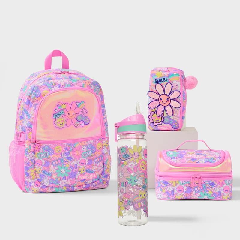 Australian smiggle schoolbag girl pink sunflower series large capacity lightweight backpack primary school student schoolbag