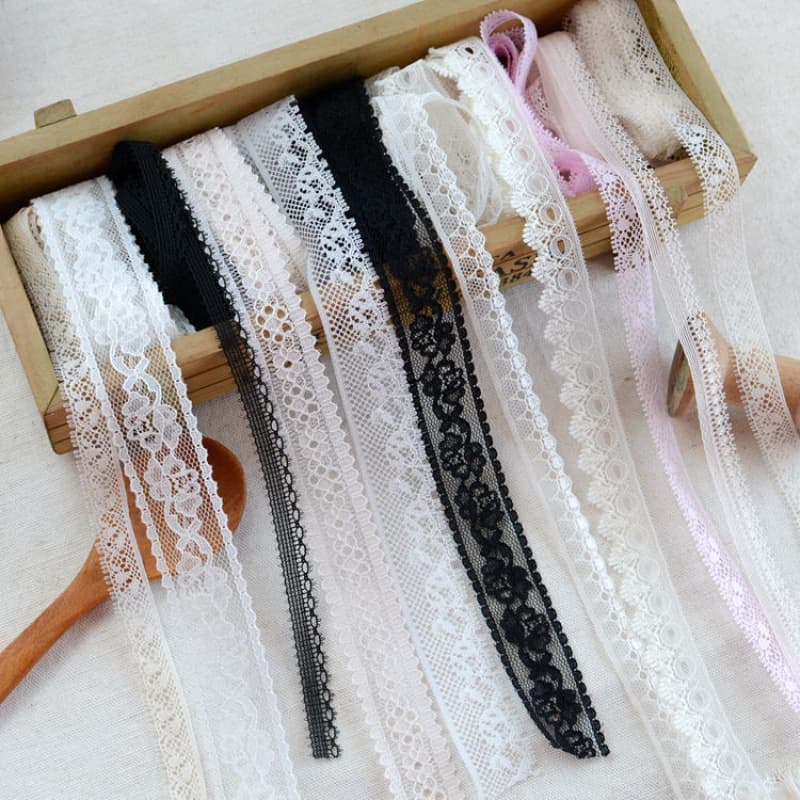 Lace trim ribbons, various styles of polyester lace trim, decorative handmade accessories and clothing trims