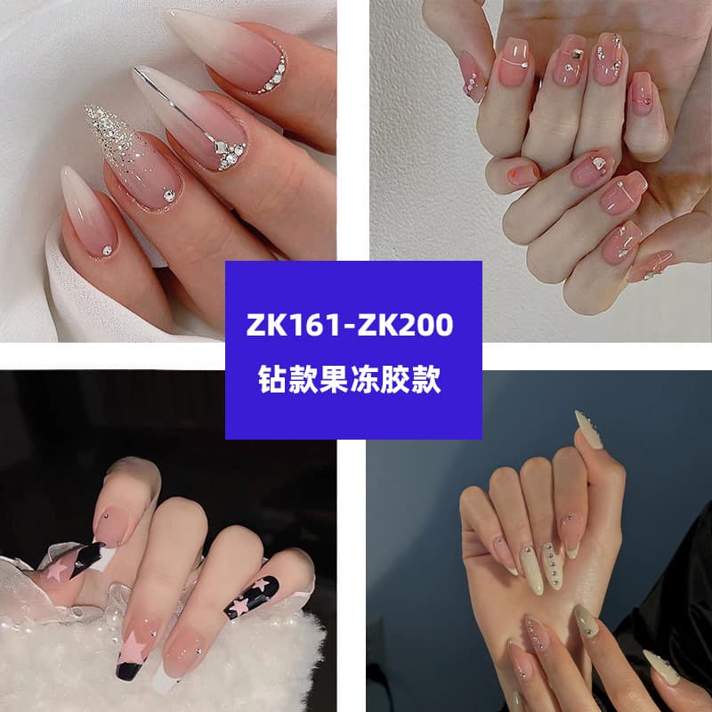 Rhinestone Press-On Nails Trendy Brightening False Nails Wholesale Manicure Tips Detachable Finished Long Ballet
