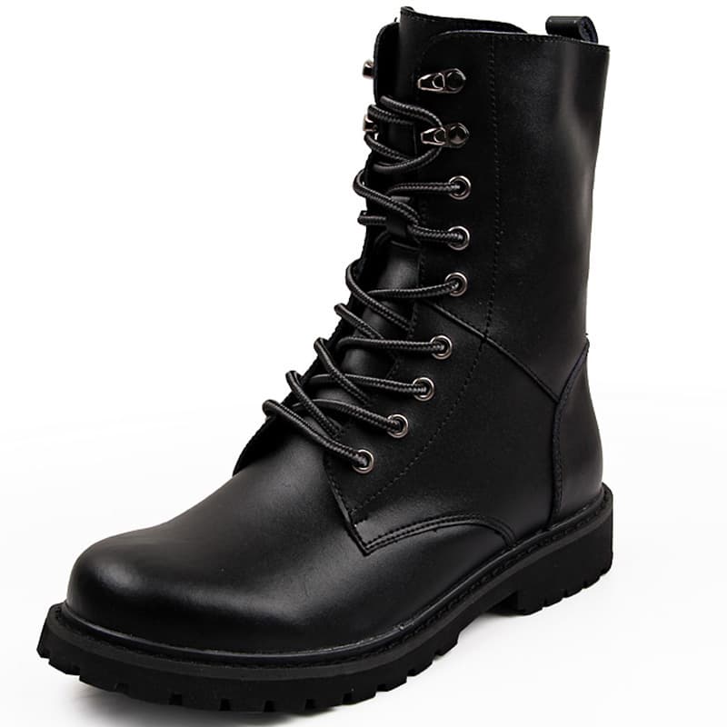 Amazon Plus Size Tall Boots Men's British Martin Boots Genuine Leather Long Military Boots Leather Riding Boots