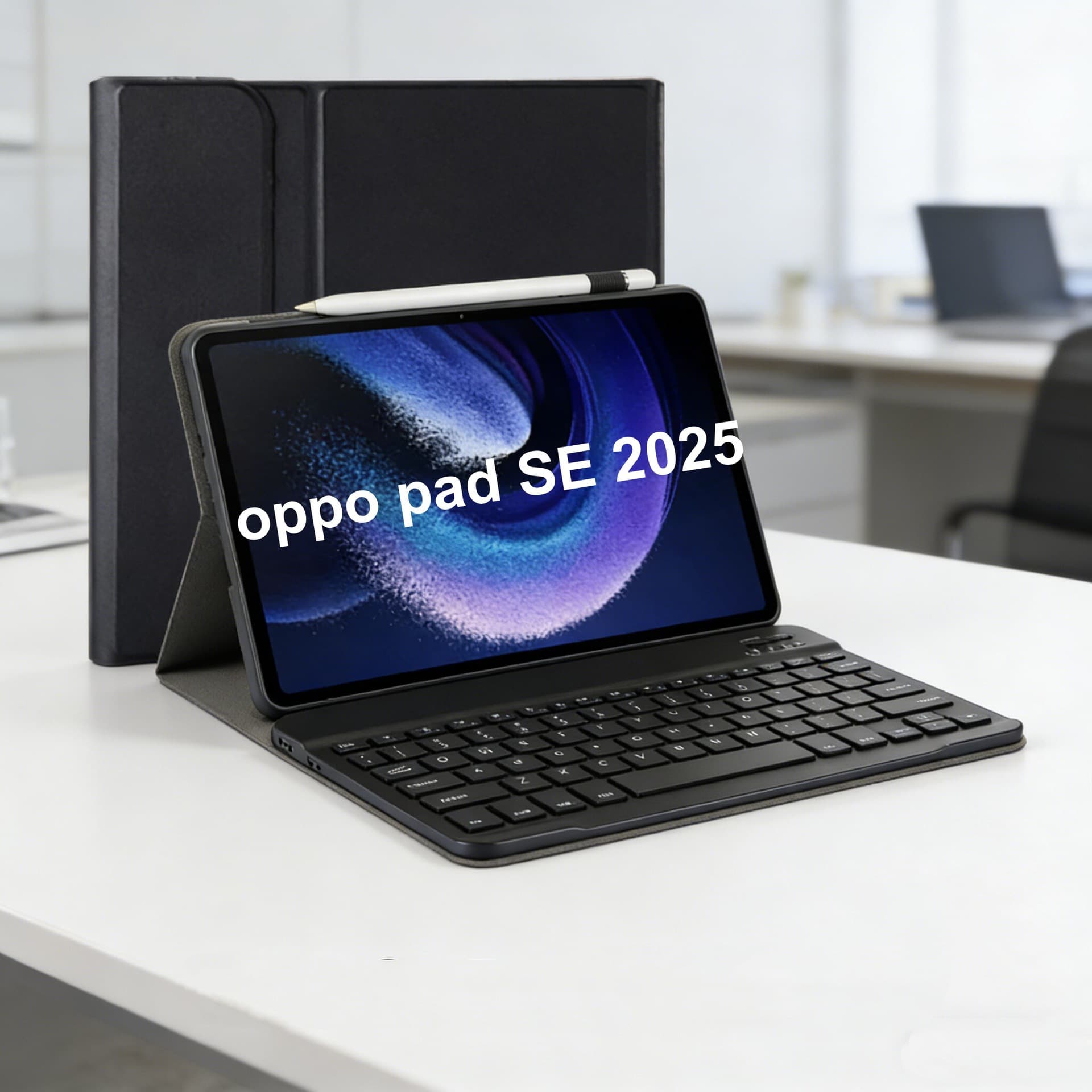 Compatible with 2025 OPPO Pad SE Bluetooth Keyboard Case, Touchpad Backlit RGB Wireless Keyboard Leather Cover