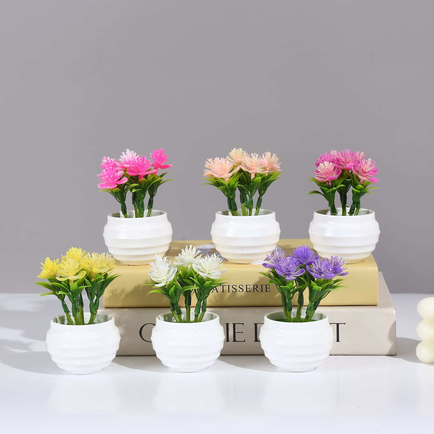 Simulated plum blossom round bonsai plastic green plant floral ornament home living room desktop potted plant decoration