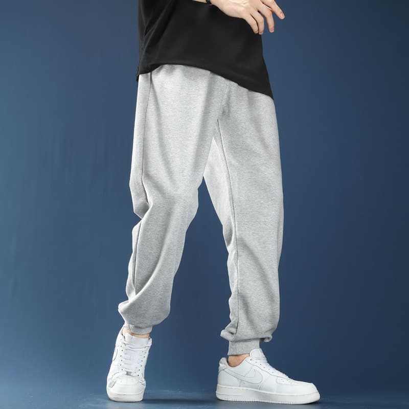 Men's Casual Sweatpants, Gray Joggers, Basketball Tapered Leg, Loose Fit, Fleece-Lined, Thick Winter