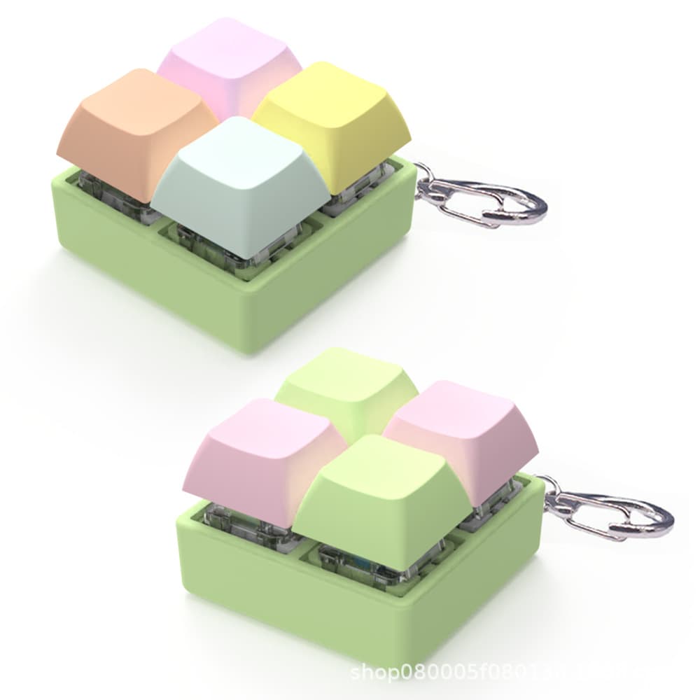 4-Key Switch Tester 2x2 Grid Blue Switch Mechanical Keyboard Stress Reliever Fashionable Keychain Fidget Toy