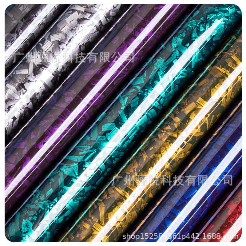 PET forged flower carbon laser carbon fiber gold and silver car hood center column interior color changing film motorcycle modification film