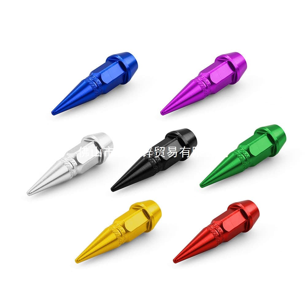 Universal Car Bullet Screw Valve Cap Custom Modified Pointed Valve Stem for Bicycles Motorcycles Colorful