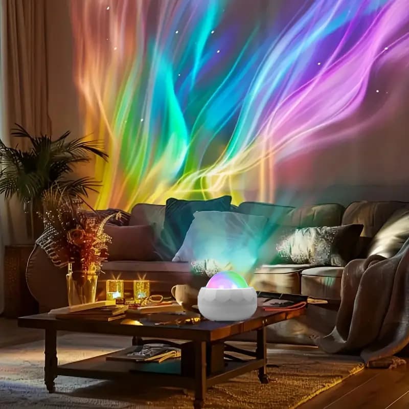 Cross-border best-selling seven-color water ripple projection lamp, iridescent starry sky lamp, aurora ambient lamp, USB decorative night light