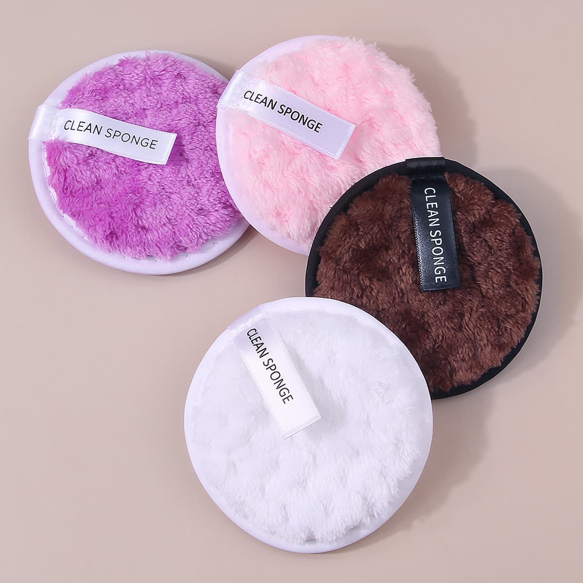 Factory direct sales lazy person makeup remover round face wash double-sided soft cleansing puff thickened with lanyard cleansing tool