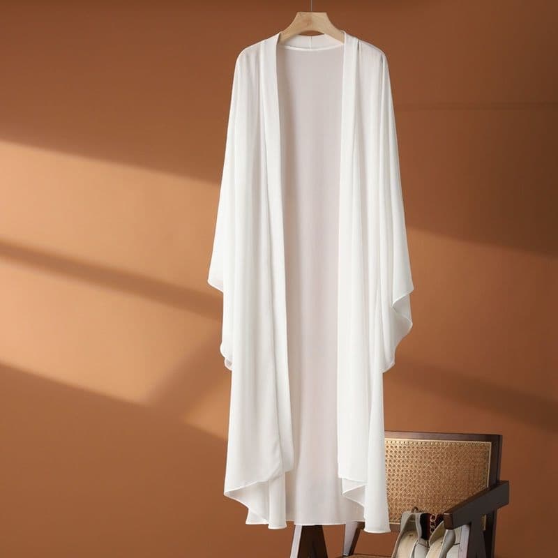 Women's Long Chiffon Cardigan Summer Thin Sunscreen Air Conditioning Shirt New Western Style Age-Reducing Hanfu Shawl Outerwear