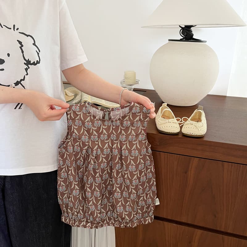 Girls Summer Forest Floral Vest Dress, Baby Retro Brown Print Sleeveless Bloomer Style A-Line Dress