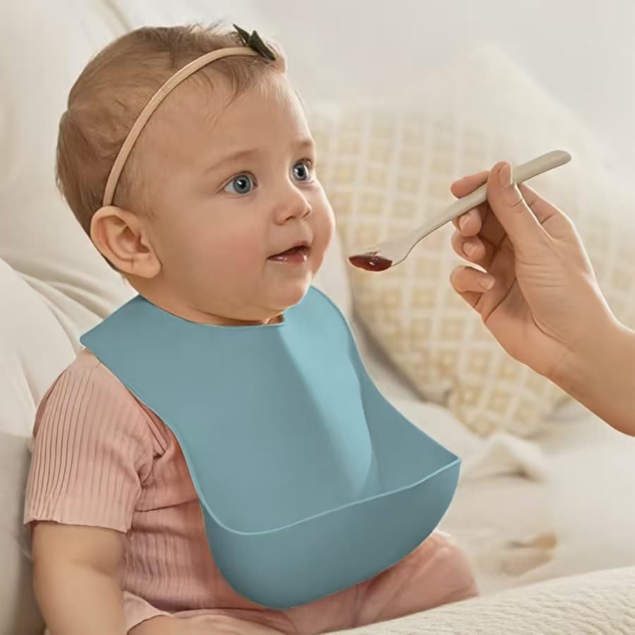Cross-border food-grade silicone bib waterproof maternal and child supplies baby saliva bag food supplement bib bib anti-dirty artifact