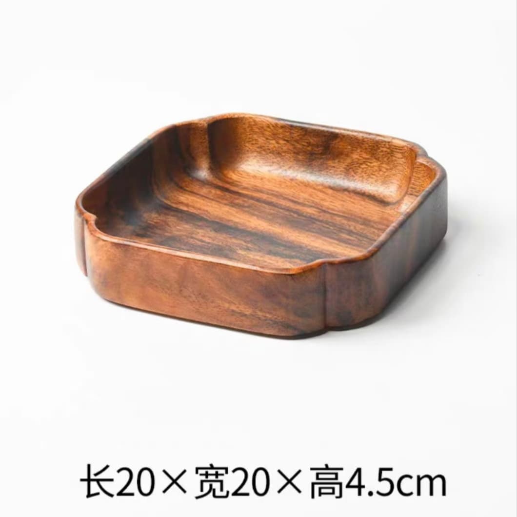Japanese Walnut Wood Tray Plate Afternoon Tea Exquisite Salad Bowl Square Wooden Plate Wooden Tea Set Black Walnut