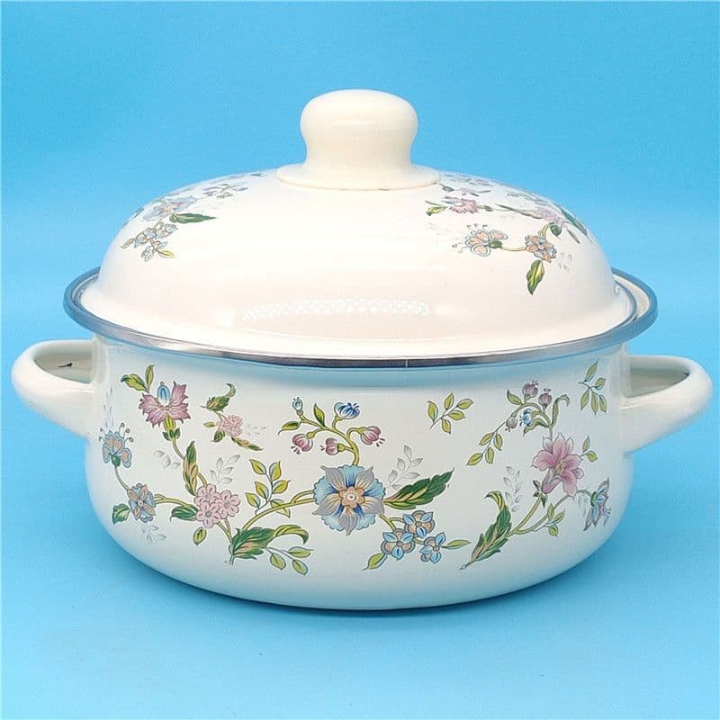 Thickened 16-20CM Three-Piece Enamel Pot Set, Double-Ear Soup Pot, Stewing Pot, Instant Noodle Bowl, Small Hot Pot, Lard Bowl